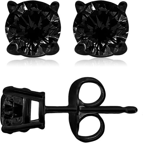 Cubic Zirconia Princess-Cut Solitaire Stud Earrings for Women and Men, Butterfly Push-Back in Saudi Arabia