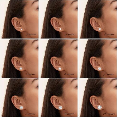 Cubic Zirconia Princess-Cut Solitaire Stud Earrings for Women and Men, Butterfly Push-Back in Saudi Arabia