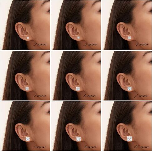 Cubic Zirconia Princess-Cut Solitaire Stud Earrings for Women and Men, Butterfly Push-Back in Saudi Arabia