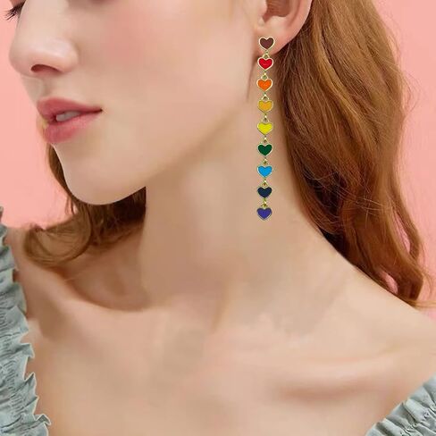 أقراط قلب قوس قزح - هدايا الكبرياء للنساء in Kuwait