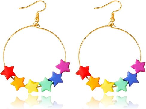 Rainbow Heart Dangle Earrings - Pride Gifts for Women in Kuwait