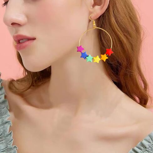 Rainbow Heart Dangle Earrings - Pride Gifts for Women in Kuwait