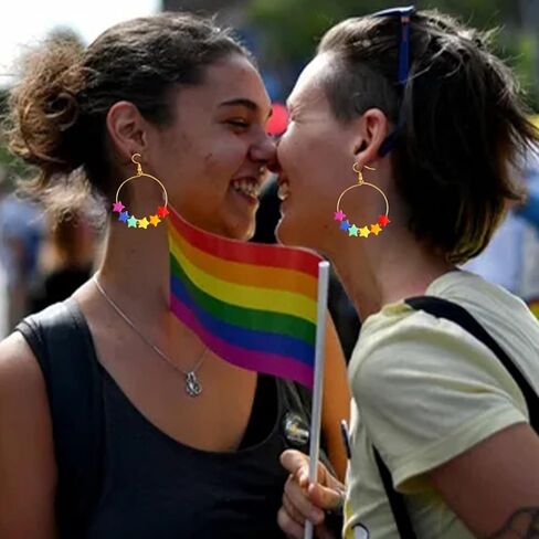 Rainbow Heart Dangle Earrings - Pride Gifts for Women in Kuwait
