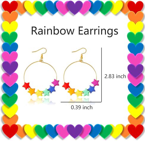 Rainbow Heart Dangle Earrings - Pride Gifts for Women in Kuwait