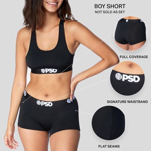 PSD Womens Moody Pop Boy Shorts Underwear for Women - Mixed Print Pack of Boyshort Underwear - 3 Pack Cotton Boyshort Underwear for Women, Women's Boy Shorts for Women Cotton in Kuwait