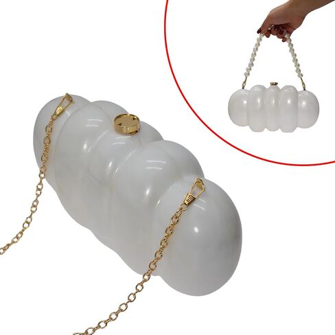 Cloud Acrylic Clutch Purse Marble Acrylic Bag Women Unique Evening Bag Pearl Chain Crossbody Handbag in Saudi Arabia