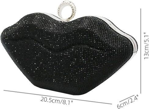 Women Lip Shaped Purse Rhinestone Clutch Bags Sparkling Evening Bag Novely Party Handbag Prom Bag for Wedding Date in Kuwait