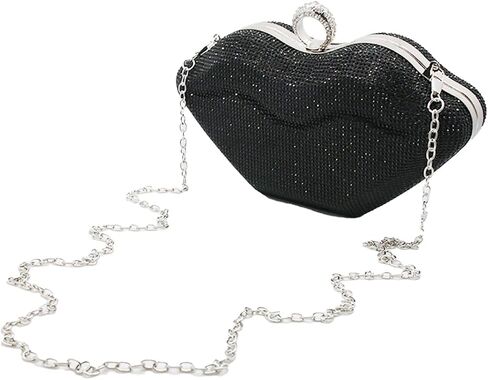 Women Lip Shaped Purse Rhinestone Clutch Bags Sparkling Evening Bag Novely Party Handbag Prom Bag for Wedding Date in Kuwait