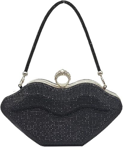 Women Lip Shaped Purse Rhinestone Clutch Bags Sparkling Evening Bag Novely Party Handbag Prom Bag for Wedding Date in Kuwait