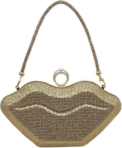 Women Lip Shaped Purse Rhinestone Clutch Bags Sparkling Evening Bag Novely Party Handbag Prom Bag for Wedding Date in Kuwait