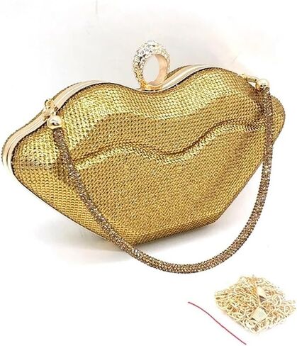 Women Lip Shaped Purse Rhinestone Clutch Bags Sparkling Evening Bag Novely Party Handbag Prom Bag for Wedding Date in Kuwait
