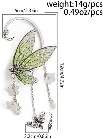 1Pcs Blue Drop Butterfly Elf Ear Cuffs For Women Men Handmade Dainty Fairy Wings Earrings Non Piercing Ear Winged Stud Earrings Fairy Elven Cosplay Fantasy Costume Metal Cuffs in Saudi Arabia