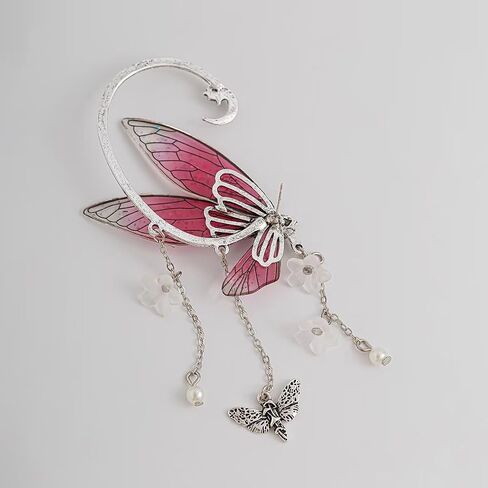 1Pcs Blue Drop Butterfly Elf Ear Cuffs For Women Men Handmade Dainty Fairy Wings Earrings Non Piercing Ear Winged Stud Earrings Fairy Elven Cosplay Fantasy Costume Metal Cuffs in Saudi Arabia