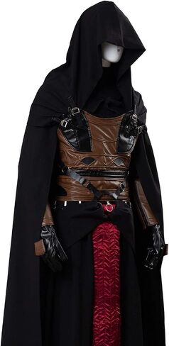 Adults Cosplay Costume Black Red Outfit Tunic Hooded Robe Halloween Uniform in Saudi Arabia