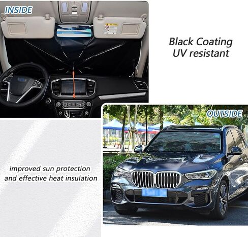 Boccsty Abstract Alcohol Glitter Ink Car Windshield Sun Shade Umbrella Blue Turquoise Marble Foldable Car Front Window Sunshade Umbrella UV & Heat Full Cover Car Front Windshield for Most Vehicle in Kuwait