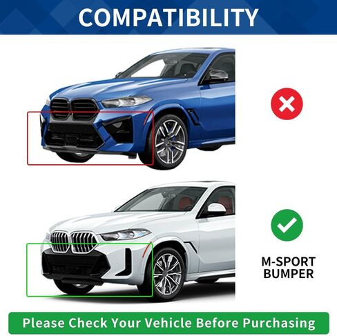 G06 الأمامية الشفاه متوافقة مع BMW (2019-2023) X6 G06 M-Sport Model ABS Gloss Black Pumper Spoiler Flitter in Kuwait