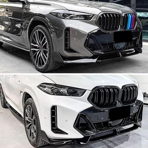 G06 الأمامية الشفاه متوافقة مع BMW (2019-2023) X6 G06 M-Sport Model ABS Gloss Black Pumper Spoiler Flitter in Kuwait