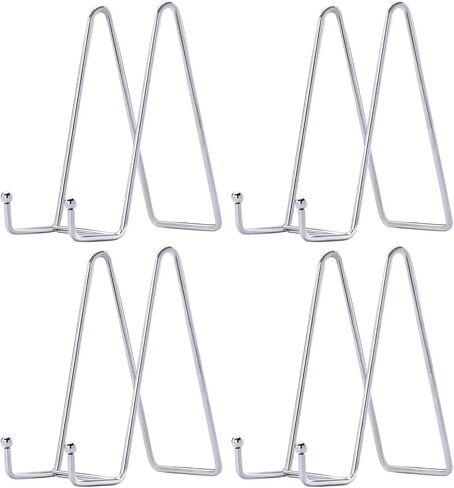 LIONWEI LIONWELI Plate Stands for Display - 6 Inch Metal Easels 4 Pack - Sturdy Tabletop Holders for Decorative Plates, Picture Frames, Books, Tablets, Vinyl Records & More - Silver in Saudi Arabia