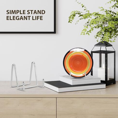 LIONWEI LIONWELI Plate Stands for Display - 6 Inch Metal Easels 4 Pack - Sturdy Tabletop Holders for Decorative Plates, Picture Frames, Books, Tablets, Vinyl Records & More - Silver in Saudi Arabia