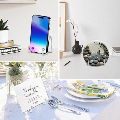 LIONWEI LIONWELI Plate Stands for Display - 6 Inch Metal Easels 4 Pack - Sturdy Tabletop Holders for Decorative Plates, Picture Frames, Books, Tablets, Vinyl Records & More - Silver in Saudi Arabia