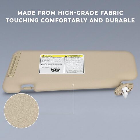 SCITOO Left Driver Side Gray Sun Visor Assembly fit for 2008 2009 2010 2011 2012 2013 for Toyota for Highlander with Sunroof Replace# 74320-48500-B0,74320-0E050-B0,74320-0E051-B0 in Kuwait