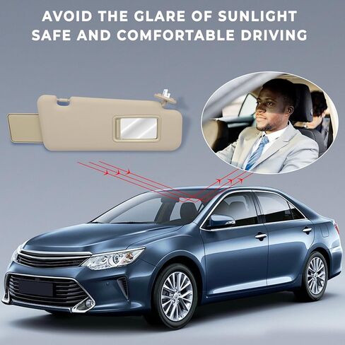 SCITOO Left Driver Side Gray Sun Visor Assembly fit for 2008 2009 2010 2011 2012 2013 for Toyota for Highlander with Sunroof Replace# 74320-48500-B0,74320-0E050-B0,74320-0E051-B0 in Kuwait