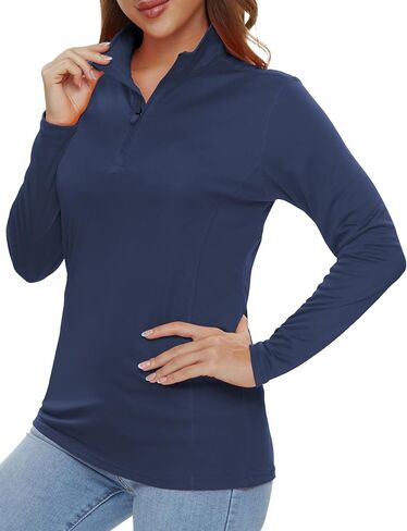 Womens 1/4 Zip Pullover Long Sleeve UPF 50+ Sun Protection SPF Uv Shirts Quick Dry Athletic T-Shirts in Saudi Arabia