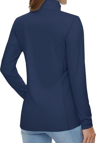 Womens 1/4 Zip Pullover Long Sleeve UPF 50+ Sun Protection SPF Uv Shirts Quick Dry Athletic T-Shirts in Saudi Arabia
