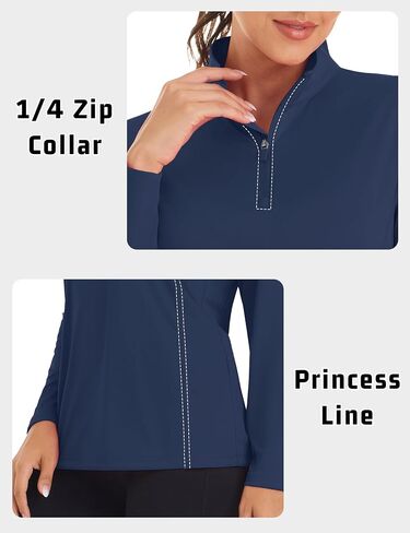 Womens 1/4 Zip Pullover Long Sleeve UPF 50+ Sun Protection SPF Uv Shirts Quick Dry Athletic T-Shirts in Saudi Arabia