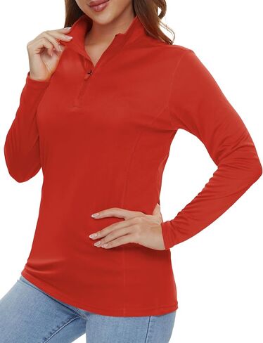 Womens 1/4 Zip Pullover Long Sleeve UPF 50+ Sun Protection SPF Uv Shirts Quick Dry Athletic T-Shirts in Saudi Arabia