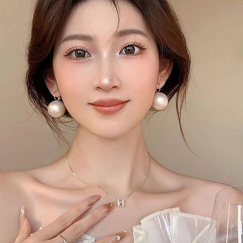 Large Pearl Earrings for Women Dainty 20MM Big Pearl Drop Dangle Earrings Hypoallergenic Gold Hoop Earrings Trendy Birthday Jewelry Accessories Gifts in Saudi Arabia