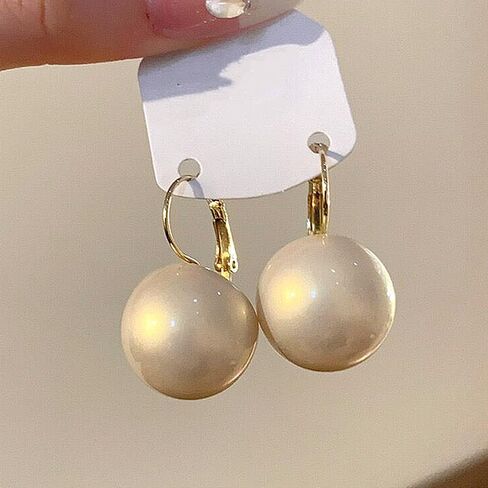 Large Pearl Earrings for Women Dainty 20MM Big Pearl Drop Dangle Earrings Hypoallergenic Gold Hoop Earrings Trendy Birthday Jewelry Accessories Gifts in Saudi Arabia