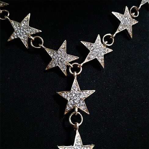 Aimimier Rhinestone Star Bikini Harness Body Chain مع قلادة المثيرة المثيرة لسلسلة الخصر الشاطئ مجوهرات الجسم الليلية للنساء والبنات (الفضة) in Saudi Arabia