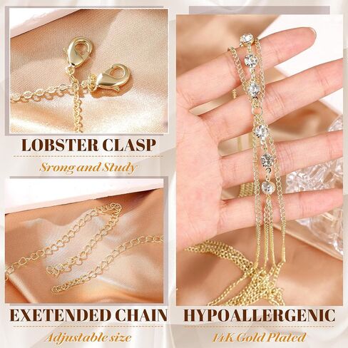 14k Gold Body Chain for Women Sexy Bikini Bra Chain Layered Summer Beach Rhinestone Body Jewelry in Saudi Arabia