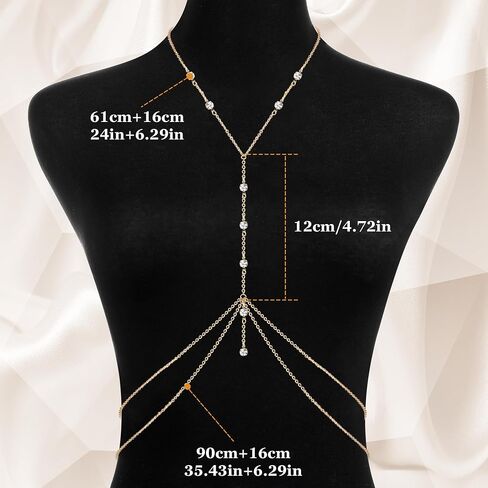 14k Gold Body Chain for Women Sexy Bikini Bra Chain Layered Summer Beach Rhinestone Body Jewelry in Saudi Arabia