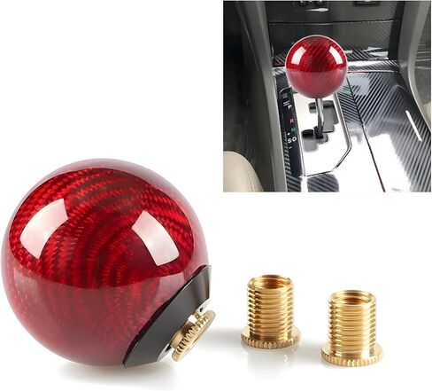 Carbon Fiber Shift Knob, Spherical Type Gear Knob with 3 Adapters, Round Ball Shift Compatible with Most Manual Automotive, Car Stick Shifter Accessories (Black) in Kuwait