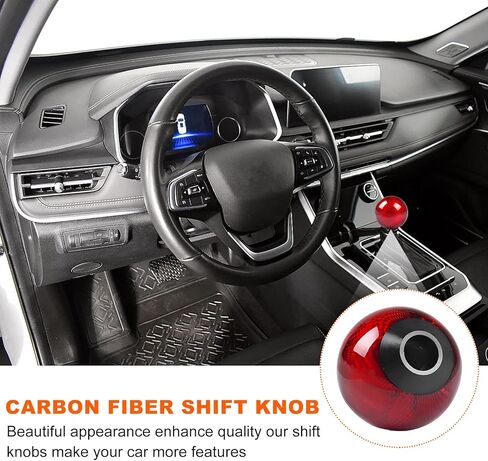 Carbon Fiber Shift Knob, Spherical Type Gear Knob with 3 Adapters, Round Ball Shift Compatible with Most Manual Automotive, Car Stick Shifter Accessories (Black) in Kuwait