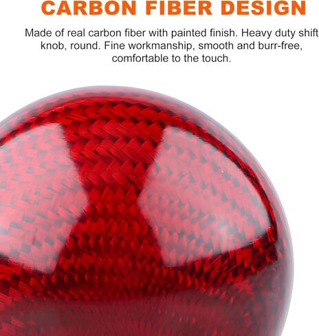 Carbon Fiber Shift Knob, Spherical Type Gear Knob with 3 Adapters, Round Ball Shift Compatible with Most Manual Automotive, Car Stick Shifter Accessories (Black) in Kuwait