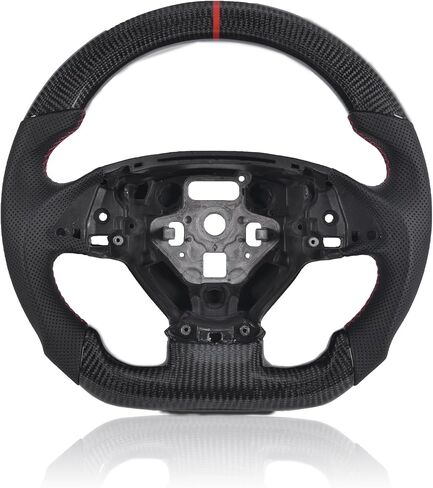 Carbon Fiber Steering Wheel for Chevrolet Corvette C7 2014-2018, D-shaped Flat-bottom Nappa Perforated Leather Grip with Replacement Trim in Kuwait