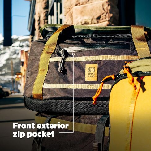 Topo Designs Mountain Duffel 40L, Recycled Nylon Ripstop Travel Bag, Removable Backpack Straps, Interior Mesh Pockets, Bluesign Approved (Stone Blue/Bone White) in Saudi Arabia