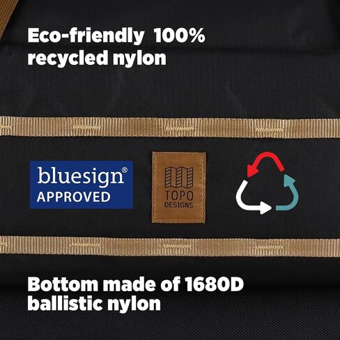 Topo Designs Mountain Duffel 40L, Recycled Nylon Ripstop Travel Bag, Removable Backpack Straps, Interior Mesh Pockets, Bluesign Approved (Stone Blue/Bone White) in Saudi Arabia