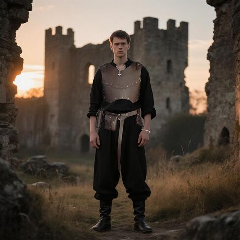 Medieval Leather Chest Armor - Renaissance Costume for Men, LARP Costume & Medieval Accessories 11Pcs in Kuwait