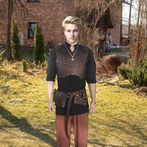 Medieval Leather Chest Armor - Renaissance Costume for Men, LARP Costume & Medieval Accessories 11Pcs in Kuwait