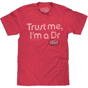Tee Luv Men's Dr Pepper Trust Me I'm A Dr Faded Soda Logo Shirt