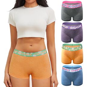 Womens Boyshort Underwear Boxer Briefs Anti Chafing Full Coverage Soft Stretch Panties 4 Pack