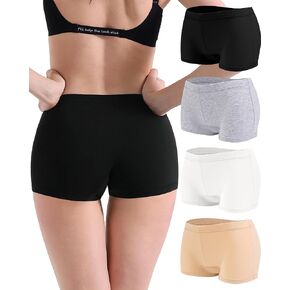 Women's Boyshorts Underwear Cotton, Full Coverage Panties, Womens Boyshort Boxer Briefs Breathable for Women 4 Pack