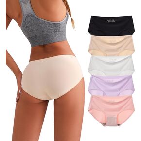 Seamless Underwear Women No Show Hipster Panties Mid Rise Full Coverage Soft Panties