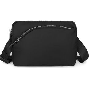 Uromee Crossbody Bags for Women Small Fanny pack Quilted Vegan Leather Fashion Travel Mini Belt Bag Chest Purse with Pouch