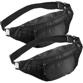 2PCS Crossbody Fanny Pack Large Capacity Waist Bag with Hidden Zipper Pockets Adjustable Strap Fanny Packs Waterproof Oxford Cloth Travel Belt Bag for Outdoor Shopping Travel Men Women,Black
