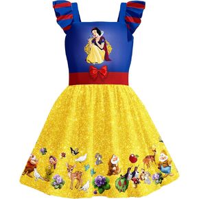 Girls Princess Dress Toddler Flutter Sleeve Kids Casual School Wear Birthday Party Holiday Outfit 2-8Y